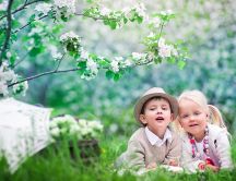 Sweet kids in the garden - happy spring time