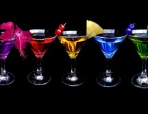 Cocktail with alcohol in different colors - HD wallpaper