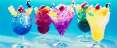 Colored cocktails with ice and fruits - HD wallpaper