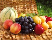 Picnic with summer fruits - HD wallpaper