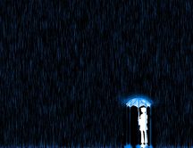 Girl under a lightning umbrella - abstract rainy day