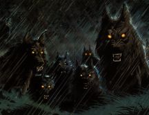 Dark scary wolfs - Halloween night