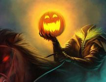 Pumpkin head in the scary Halloween night