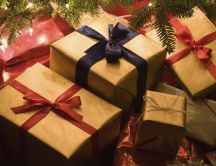 Christmas presents under the tree - Happy Holiday