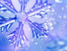 Snowflake in the blue and purple light - Macro wallpaper