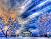 Wonderful magic blue sky in the winter season - HD wallpaper