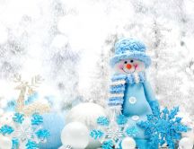 Blue snowman and wonderful Christmas accessories