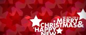 Merry Christmas and Happy New Year - Red stars on background