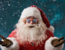 Cool Santa Claus with sunglasses - Cold and snowy winter day
