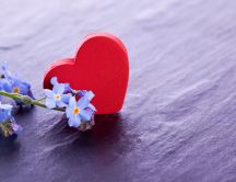 Blue flowers and a red heart - Gift for Valentines Day