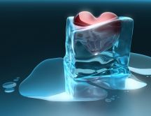 Hot heart in a cube of ice - Love melt ice
