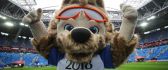 Happy fox mascot for Fifa World Cup Russia 2018 - Live sport