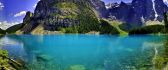 Moraine forest and wonderful blue lake water - HD wallpaper