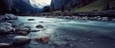 Cold mountain river and beautiful nature landscape