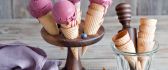 Blueberry ice cream in biscuit cornet - Artistic design