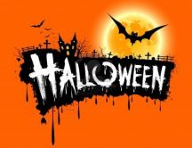 Dark castle bats and big moon - Halloween party at night