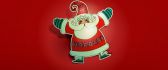 Happy Santa Claus made from paper - Red background