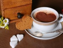 Bread sugar and sweet coffee with cinnamon - Love breakfast