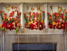 Wonderful flower paintings on the wall - Autumn season