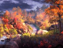 Fantasy painting - Beautiful forest in Autumn season