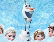 Frozen movie - Happy Olaf and friends Queen Ana and Elsa