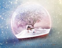 Wonderful magic love time in a crystal globe - Winter season