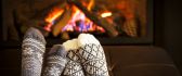 Relaxing time near the warm fire-Love time Christmas holiday