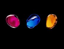 Three color water drops on a dark background - Original wall
