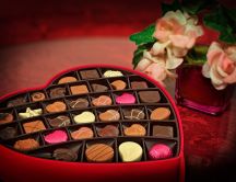 Happy Valentines Day with a box full with chocolate