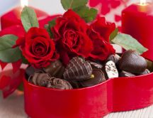 Heart box full with chocolate - Happy Valentines Day