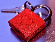 The symbol of love- Lock key red with heart - Valentines Day
