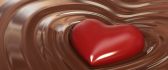 Red chocolate heart in a delicious milk chocolate bath