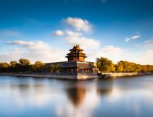 Wonderful temple near water -Peace and calm nature landscape