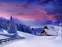 Winter season - White snow over the mountains HD wallpaper