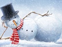Relaxing time for a funny snowman - Winter season