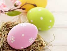 Two Easter color eggs - HD wallpaper