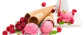 Ice cream balls raspberry on a plate - HD wallpaper