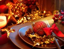 Festive table on the Christmas night - Magic moments