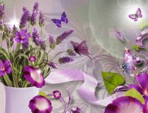 Purple flowers in a vase - magic spring season
