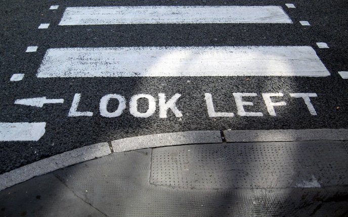 Look left pedestrian crossing
