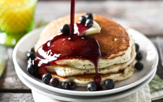American pancakes with cranberries