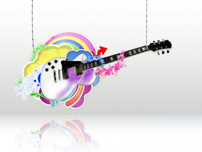 Colored guitar, rainbow