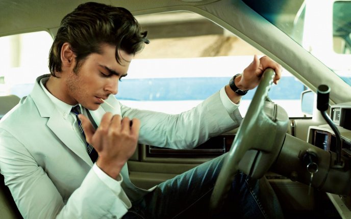 Zac Efron smoking in the car- American actor