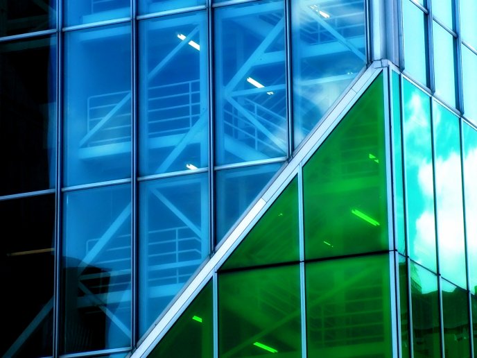 Abstract - modern architecture, green windows