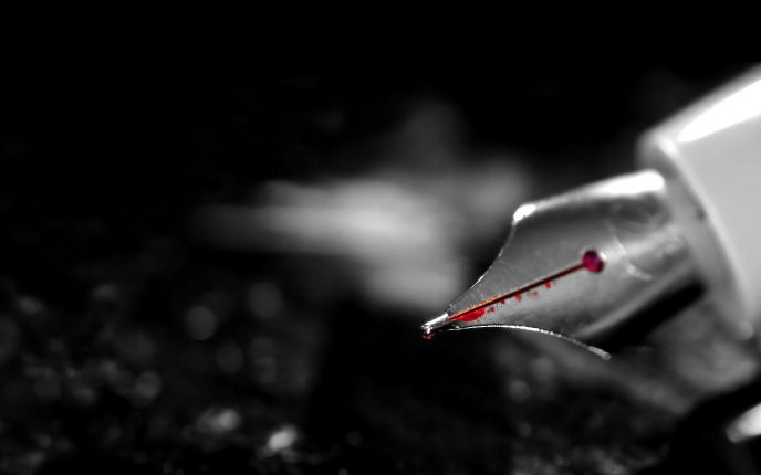 Pen with red ink HD wallpaper