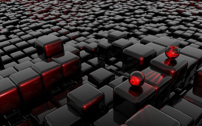 Cube 3D with red lights - infrared light