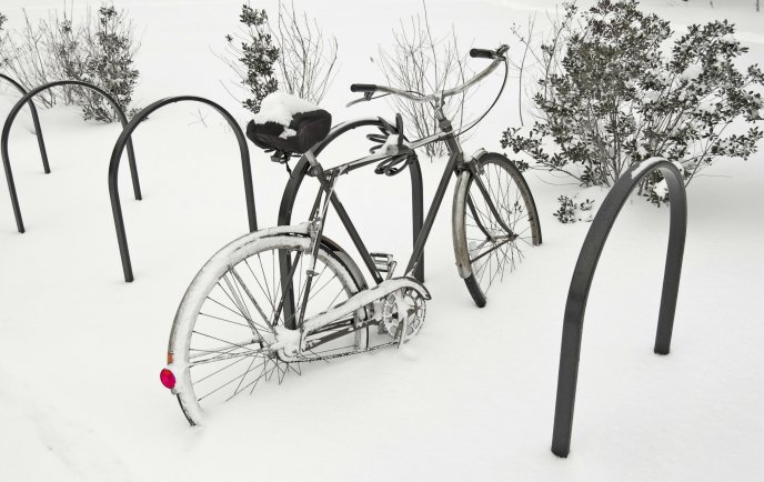 Bike buried in snow