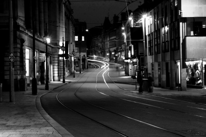 Black and white street - Tramways on the road