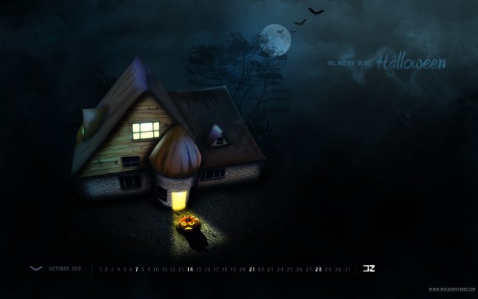 Halloween - house seen from above HD wallpaper