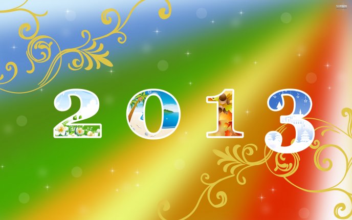 Happy New Year 2013 - Four season HD wallpaper